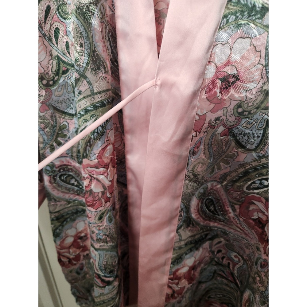 Vintage Gold Label Victoria's Secret Pink Sheer Paisley Robe No Belt OSFA Pocket - Picture 3 of 9